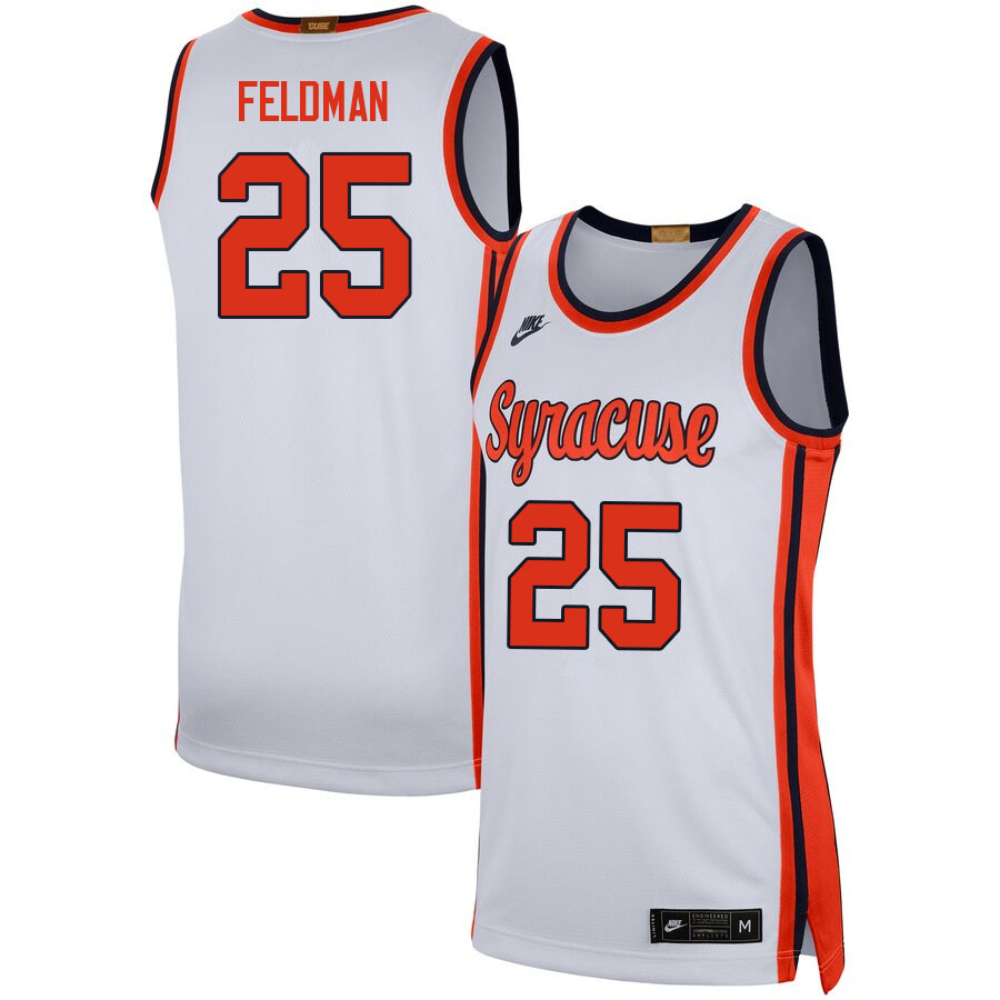 Men #25 Shane Feldman Syracuse White College Basketball Jerseys Sale-White